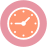 Pink clock with orange center